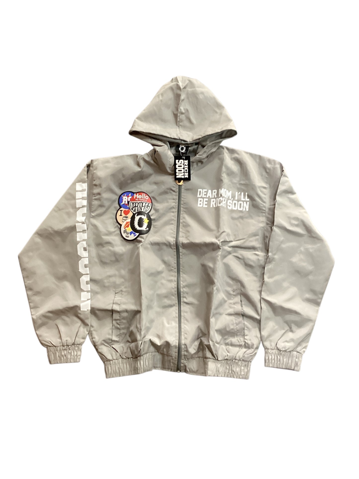 Osimiri World Dear Mom I’ll Be Rich Soon Windbreaker Grey Top