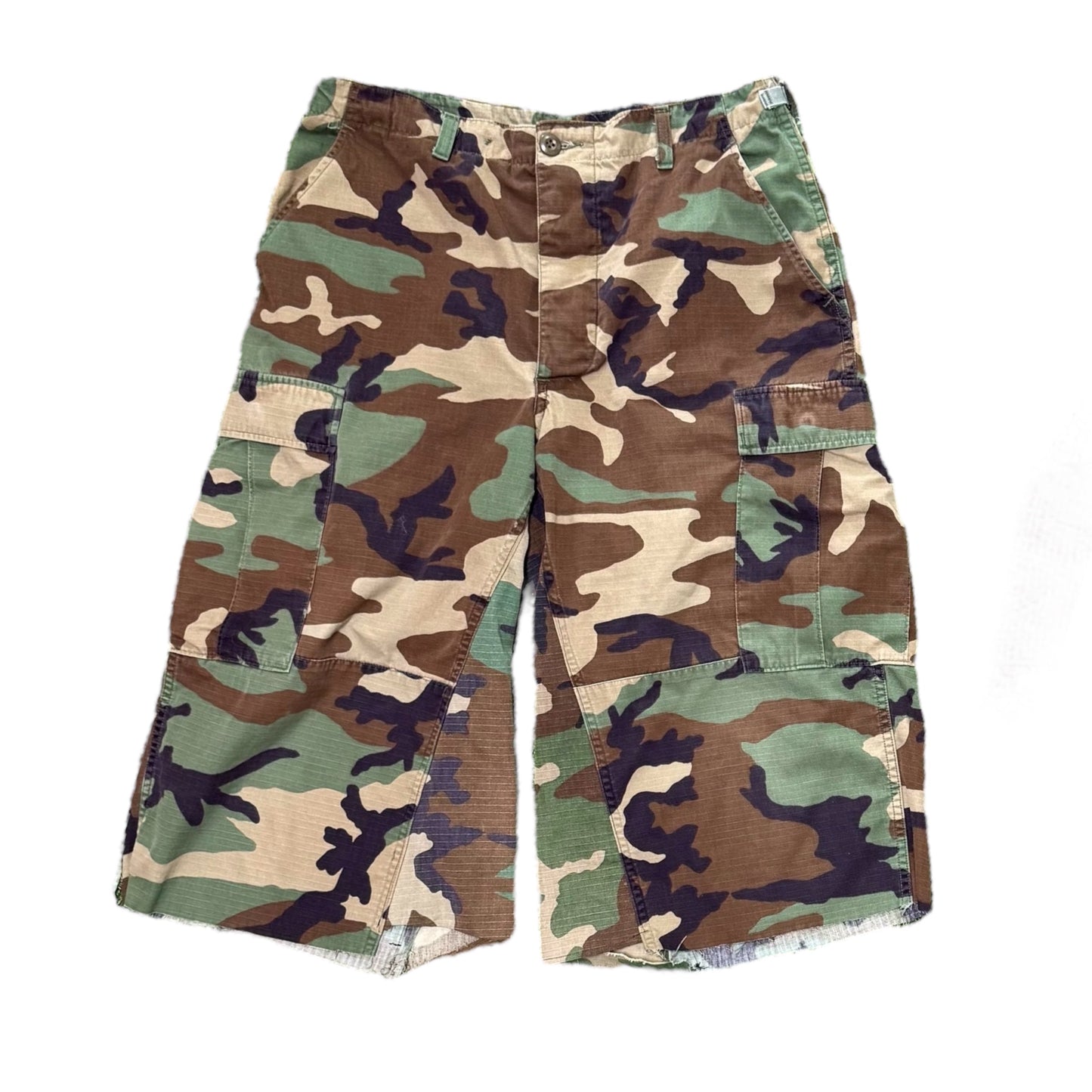 Lost Habits Flare Cargo Camo Shorts
