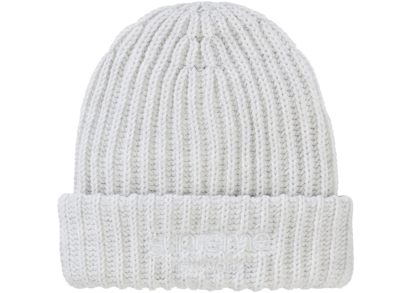 Supreme Chunky Rib Classic Logo Beanie White