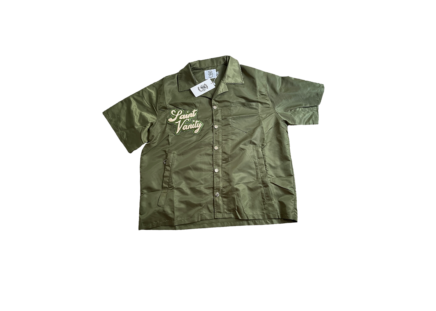 GREEN ZIP UP SHIRT