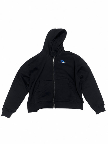Luv Abominable Bom B Logo Full-Zip Hoodie Black and Blue