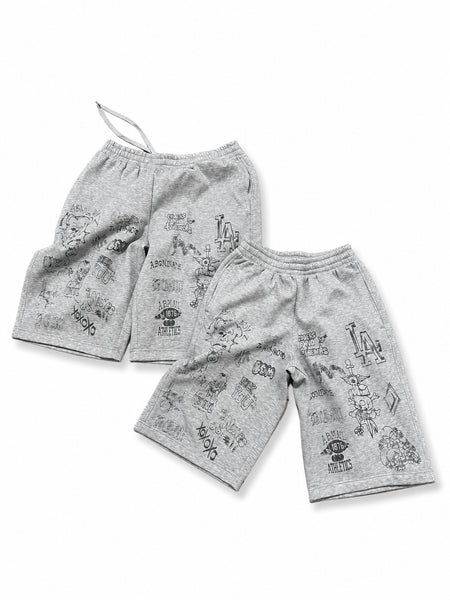 Abominable Grey LA Graffiti Shorts