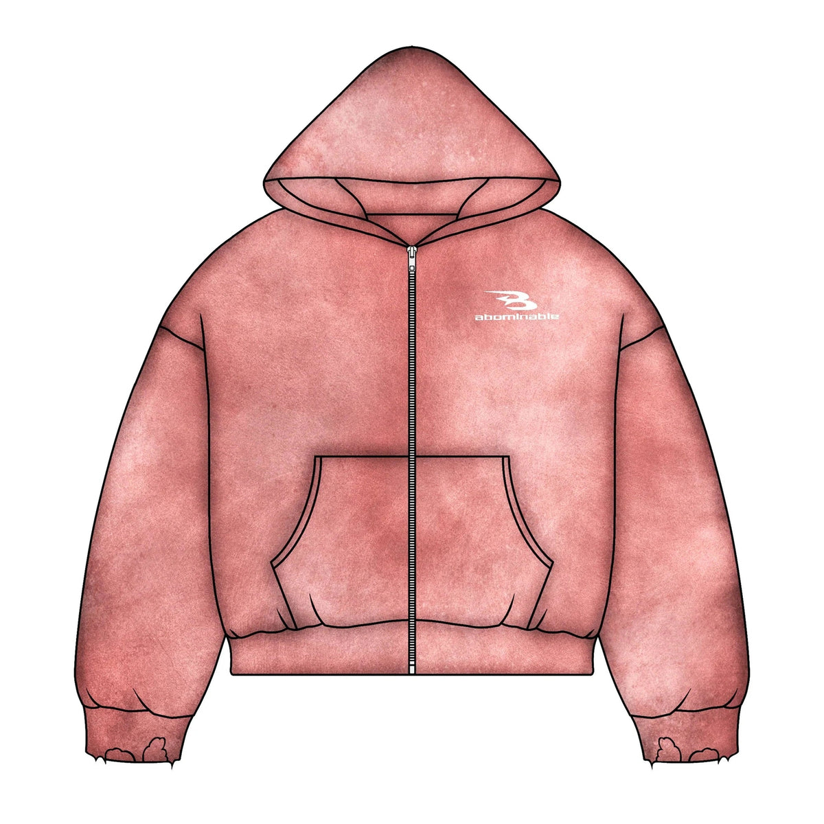 Luv Abominable Bom B Logo Full-Zip Hoodie Salmon