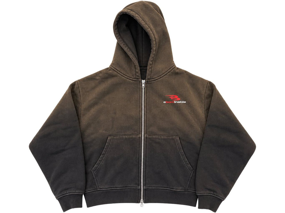 LUV ABOMINABLE Bom B Logo Full-Zip Hoodie BLACK & Red