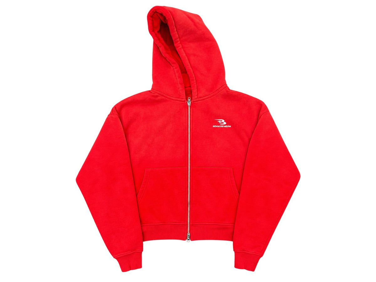 LUV ABOMINABLE Bom B Logo Full-Zip Hoodie RED