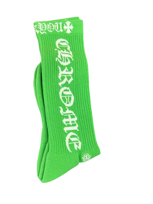 Green Chrome Heart Socks