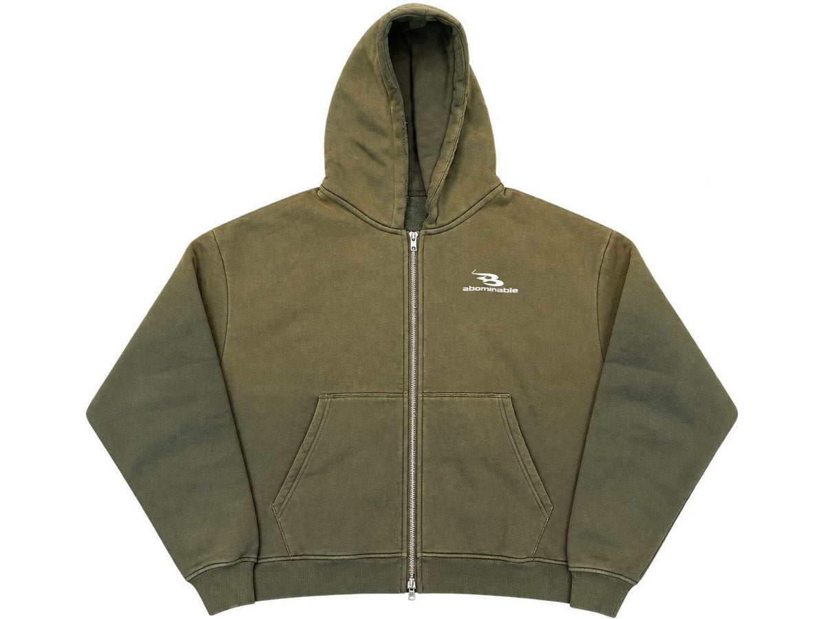 LUV ABOMINABLE Bom B Logo Full-Zip Hoodie OLIVE