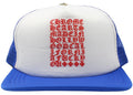 Chrome Hearts Eyechart Trucker Hat Blue/White/Red