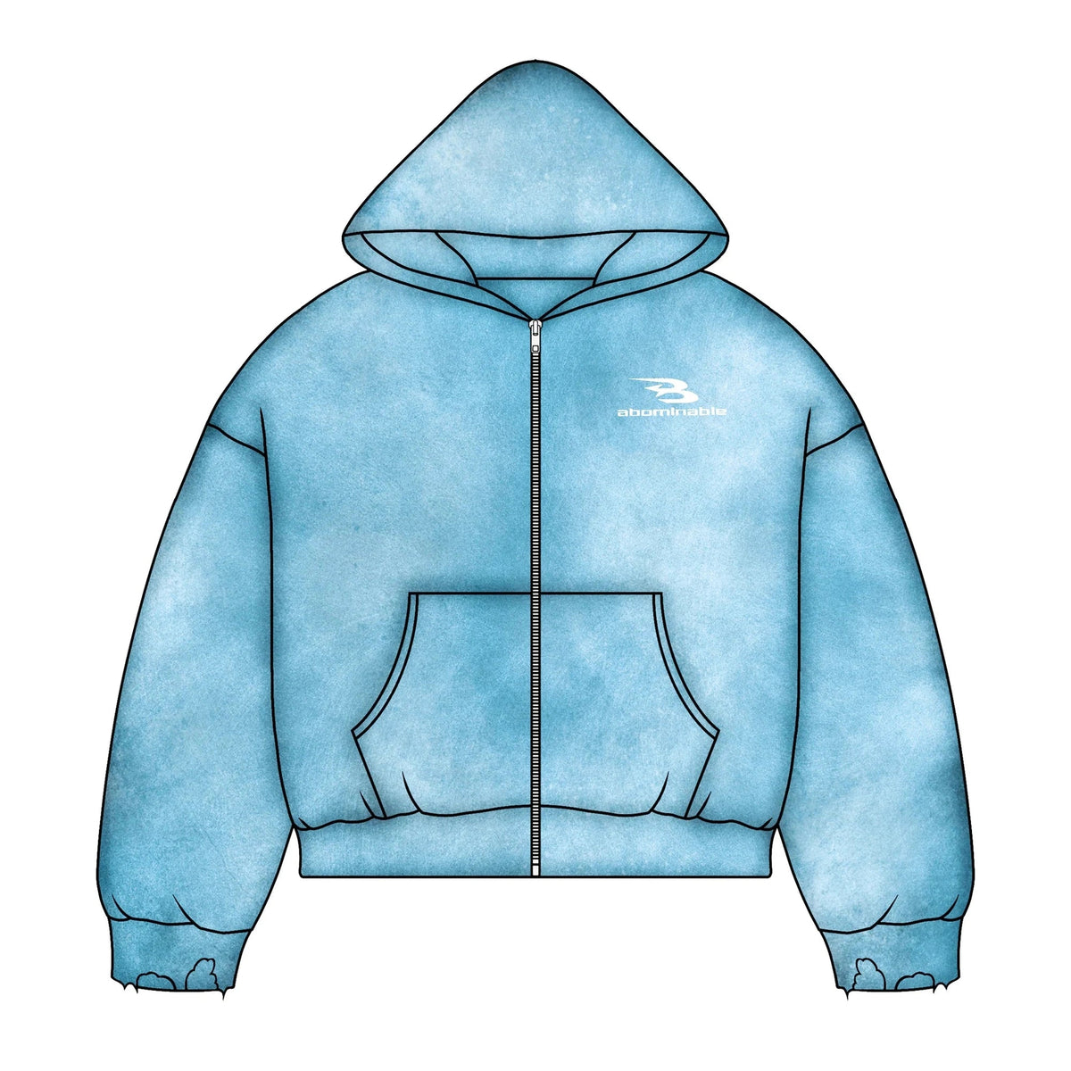 Luv Abominable Bom B Logo Full-Zip Hoodie Blue