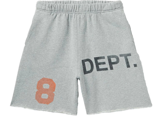 Gallery Dept. Wide-Leg Printed Distressed Cotton-Jersey Shorts Grey