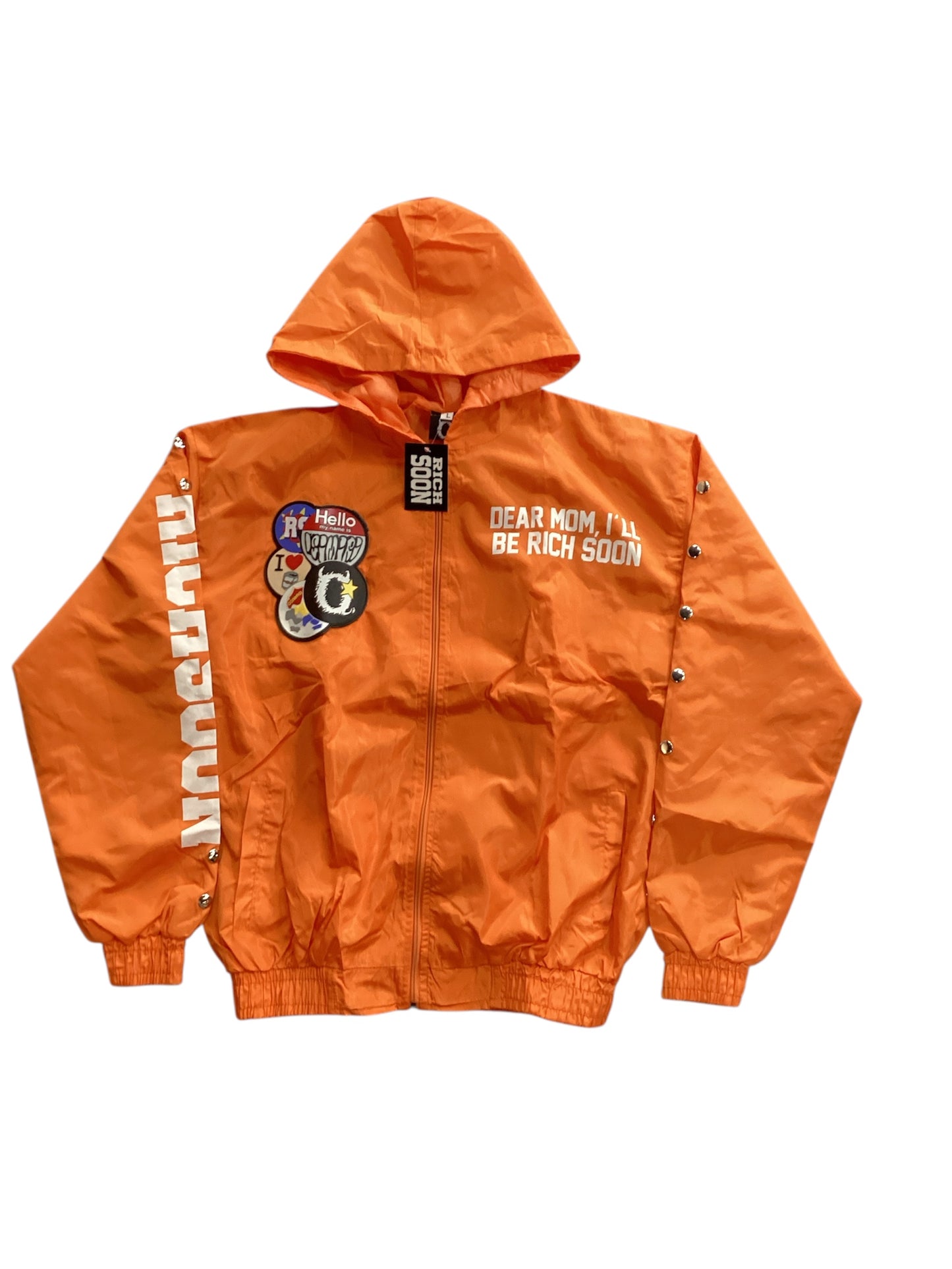 Osimiri World Dear Mom I’ll Be Rich Soon Windbreaker Orange Top
