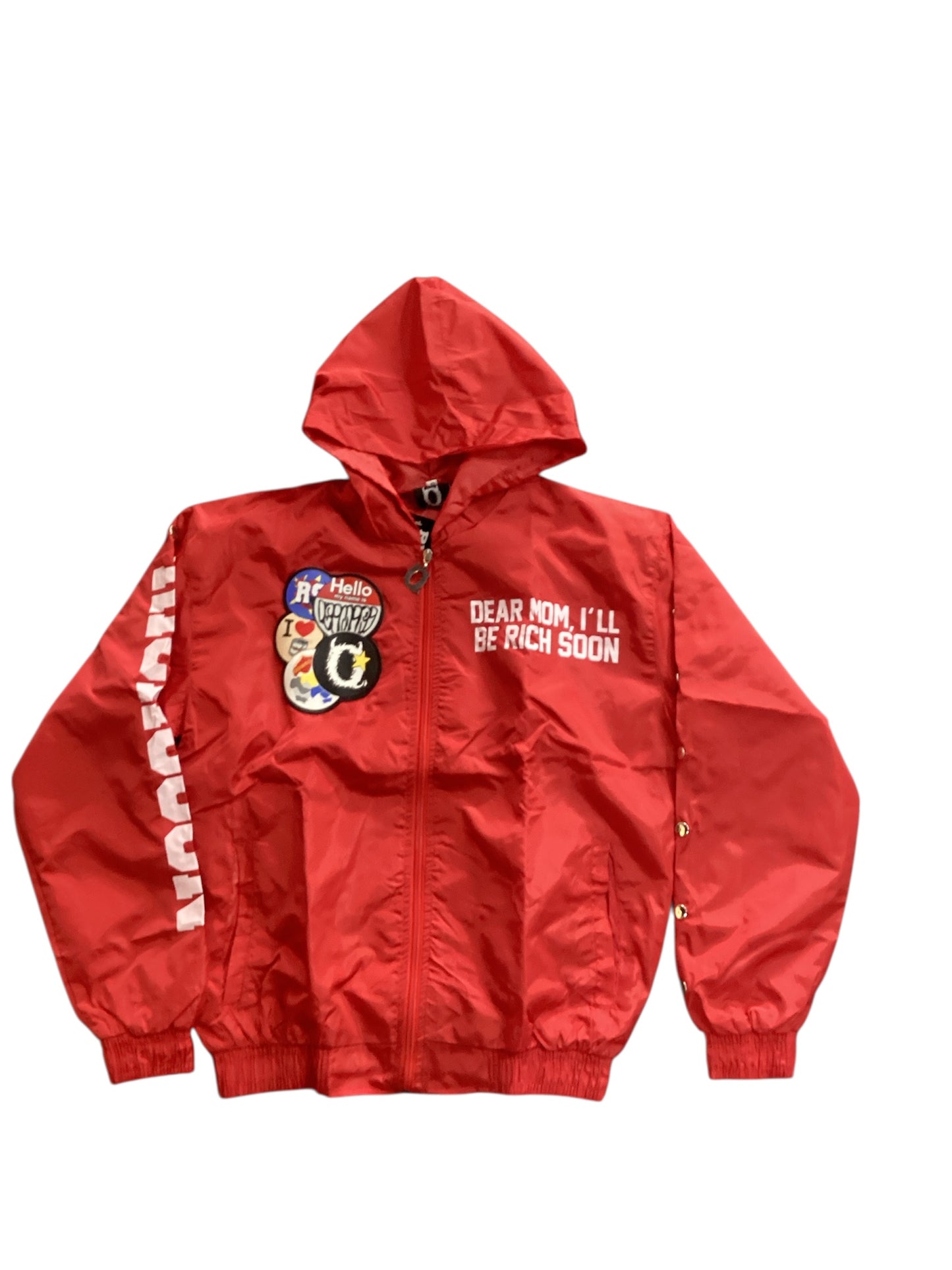 Osimiri World Dear Mom I’ll Be Rich Soon Windbreaker Red Top
