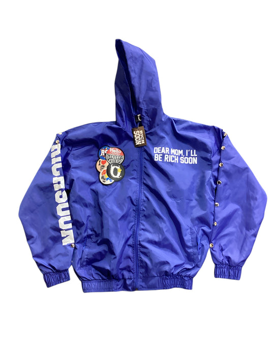 Osimiri World Dear Mom I’ll Be Rich Soon Windbreaker Blue Top