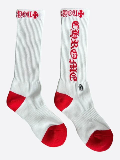 Chrome Hearts CH Logo Socks White/Red