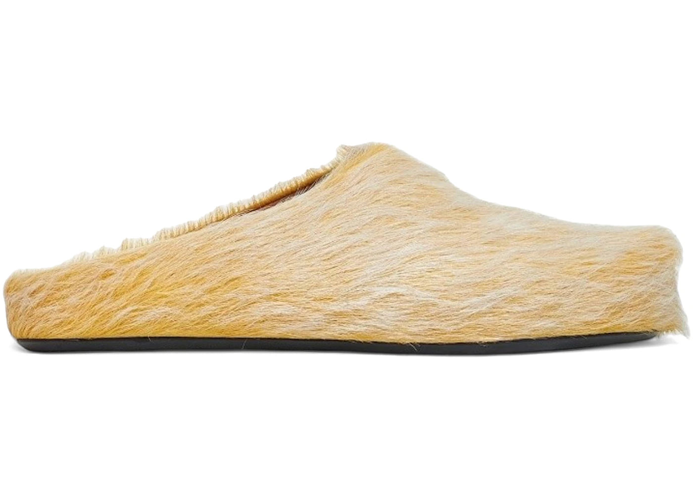 Marni Long Hair Calfskin Fussbett Sabot Mule Yellow