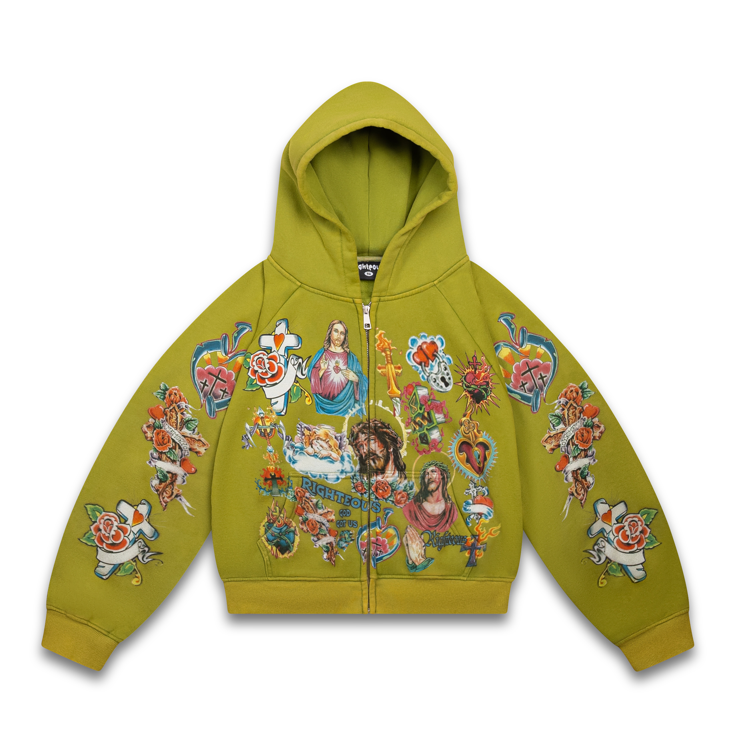 We are Righteous Risen King Cropped Zip (Moss)