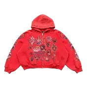 Righteous Risen King Zip Up Hoodie Red