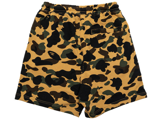 A BATHING APE 1ST CAMO APE HEAD ONE POINT SWEAT SHORTS IN YELLOW  Regular price