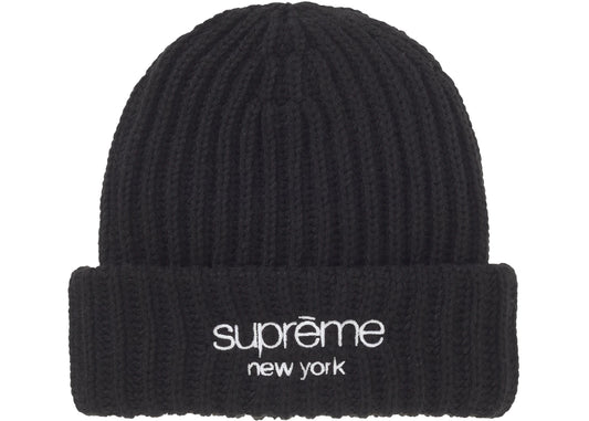 Supreme Chunky Rib Classic Logo Beanie Black
