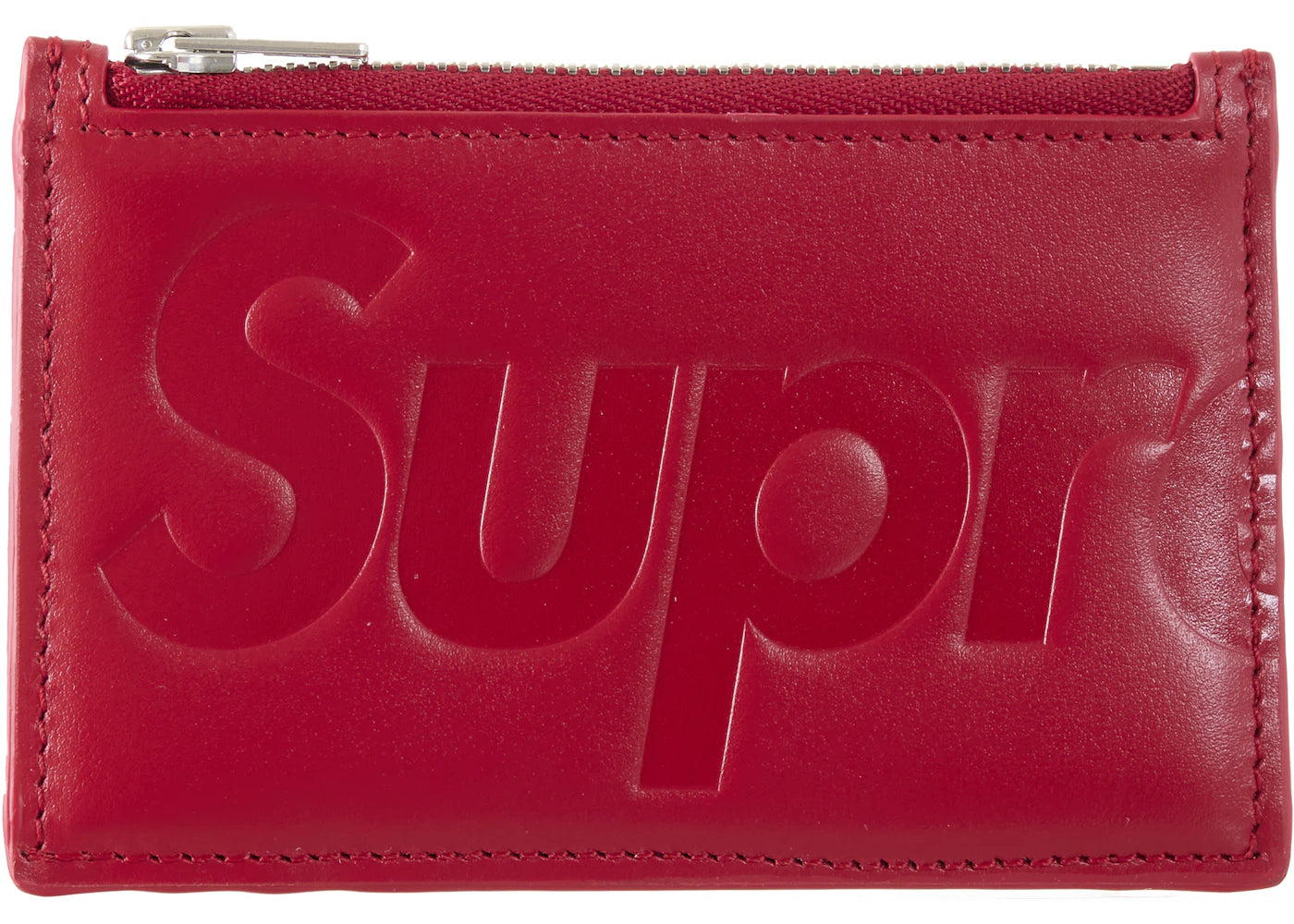 Supreme Leather Zip Card Holder (FW25) Red