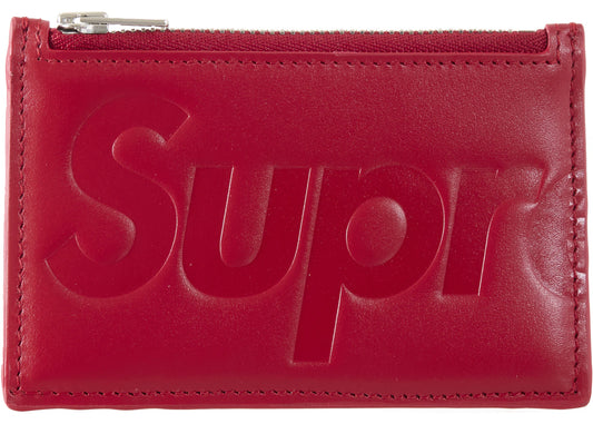 Supreme Leather Zip Card Holder (FW25) Red