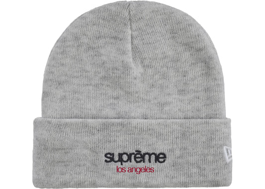 Supreme New Era Classic Logo Shop Beanie Heather Grey