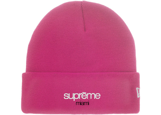 Supreme New Era Classic Logo Shop Beanie Pink