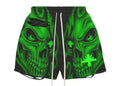 Vertabrae Skull Storm Distressed Shorts Green
