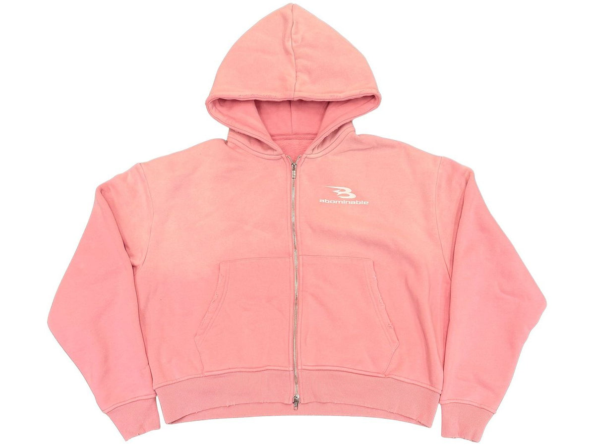 LUV ABOMINABLE Bom B Logo Full-Zip Hoodie PINK