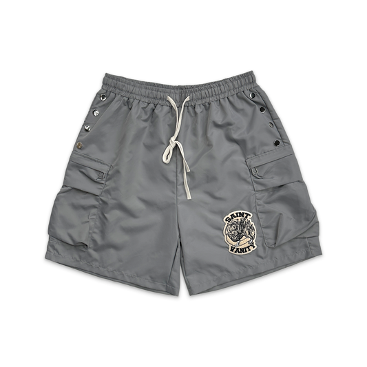 SAINT VANITY  LOGO CARGO NYLON SHORTS "GREY"