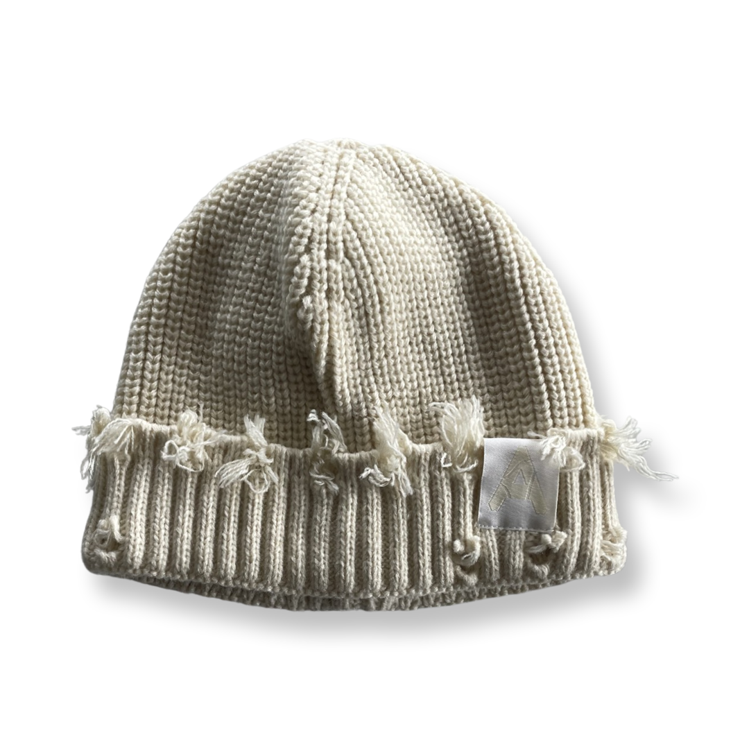 Distressed Beanie Cream