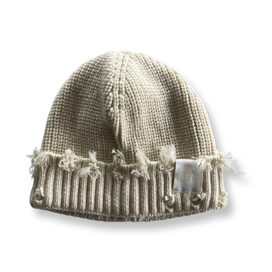 Distressed Beanie Cream