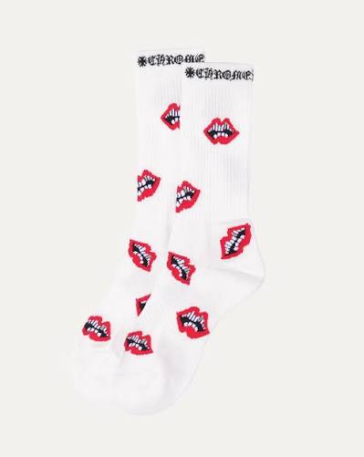 chrome heart chomper sock White