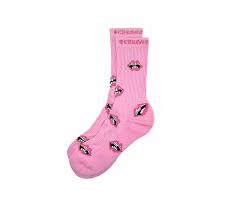 chrome heart chomper sock pink