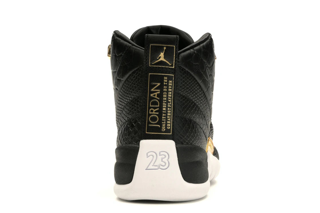 Jordan 12 Retro Black Metallic Gold White (Women's)
