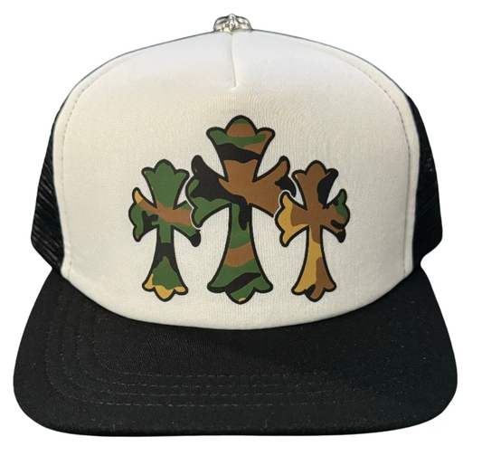 Chrome Hearts 'Camo Triple Cross' Black/White Trucker