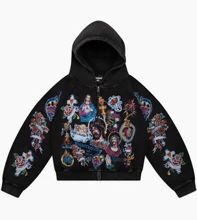We are Righteous Risen King Cropped Zip "black"