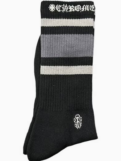 Chrome Hearts Stripe Socks Grey/Grey/Black