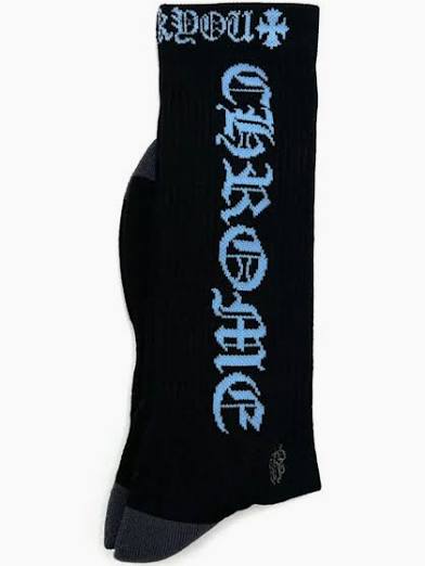 Chrome Hearts Vertical Logo Sock Black Blue