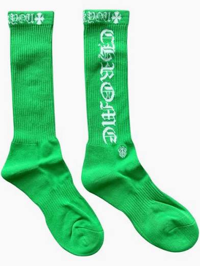 CHROME HEARTS VERTICAL LOGO SINGLE PAIR SOCK GREEN