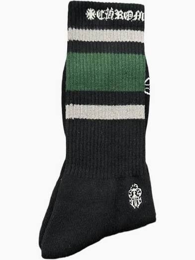 Chrome Hearts Stripe Socks Green/Grey/Black