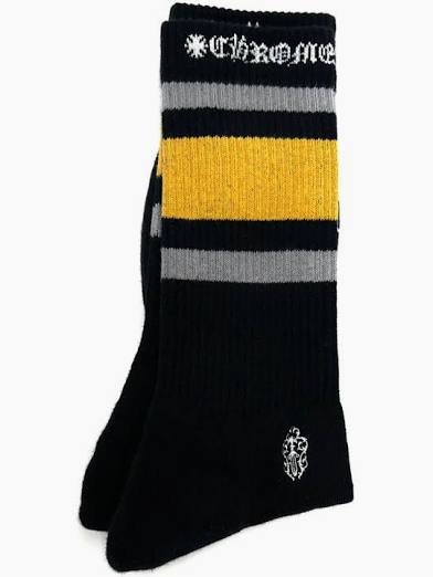 Chrome Hearts Stripe Socks Yellow/Grey/Black