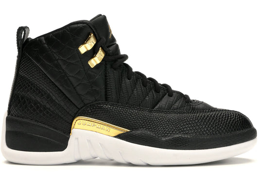 Jordan 12 Retro Black Metallic Gold White (Women's)